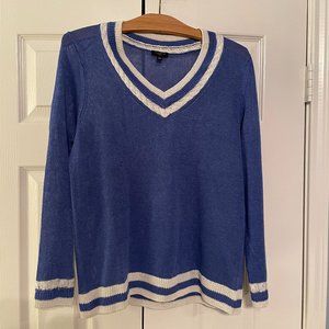 Talbots Sweater, Blue and White Linen, size MP